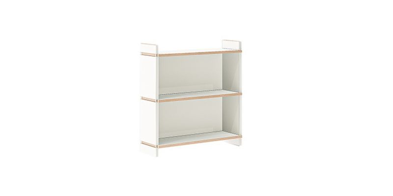 Tojo Regal Grundmodul mit zwei Fächern, weißes Holzregal für Wohnzimmer und Büro.